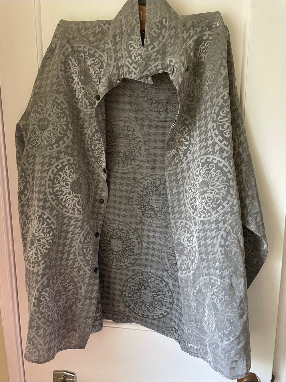 Men’s Versace Gray Patterned Button-Up Shirt